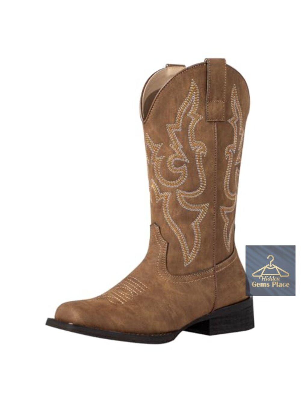 Square Toe Cowboy Boots for Women Mid Calf Wide Calf Low Heel Western Riding
